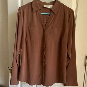 Brown Long Sleeve Blouse